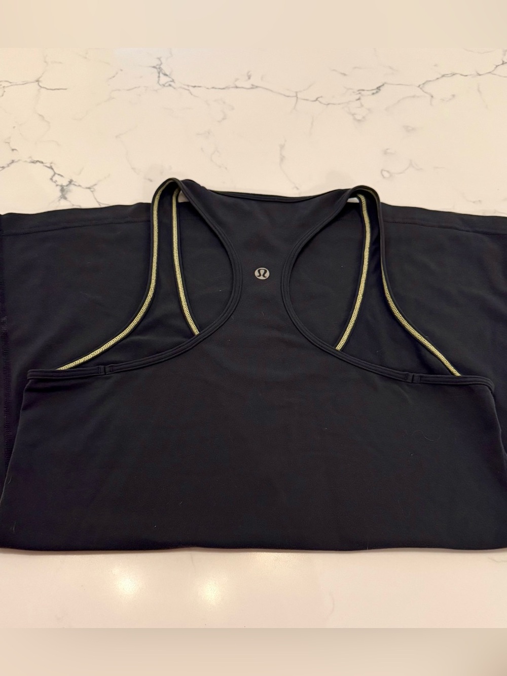 lululemon athletica Gray Racerback Tank with Gold Trim + Bonus Reusable Tote Bag